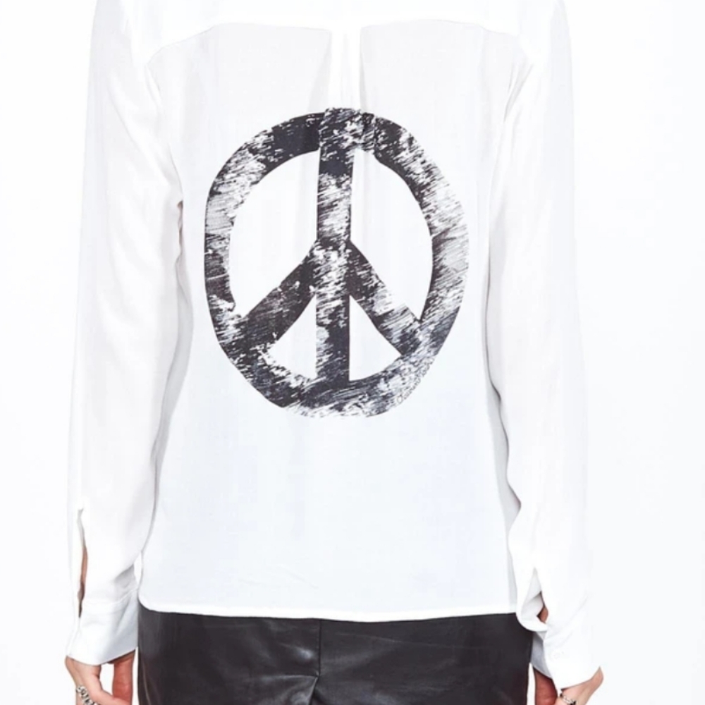 LAUREN MOSHI Button Up Peace Love Shirt - Picture 1 of 7